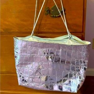 Women’s metallic silver tote